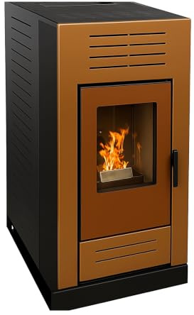 EIDER BIOMASA Estufa de Pellets VENERE – 10,8 kW – Rendimiento 90% – Tolva 16 kg – Hasta 315 m³ – Programación Semanal – Display Digital – Salida 80 mm – Clase Energética A+