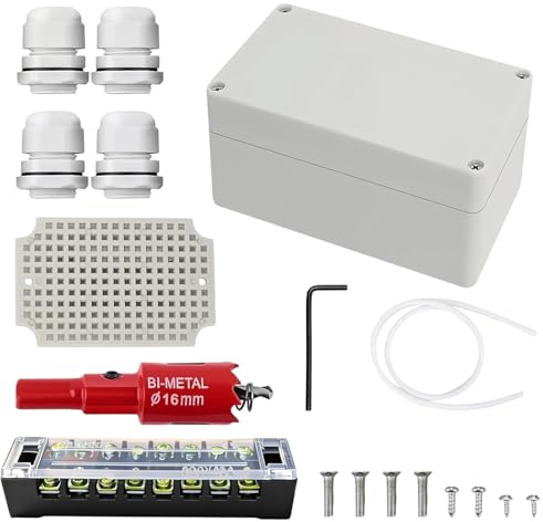 LWLWA Caja Estanca Exterior, Dimensiones 100 × 68 × 50 mm Caja de Derivación, Exteriores Carcasa de Cableado Plástico Abs, Protección Ip66, con Accesorios de Montaje, para Cables de Diámetro 4-8 mm