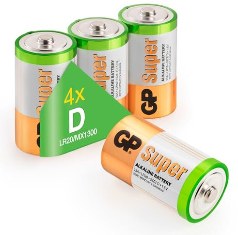 Batterie D - Set da 4 Pile Torcia LR20 - GP