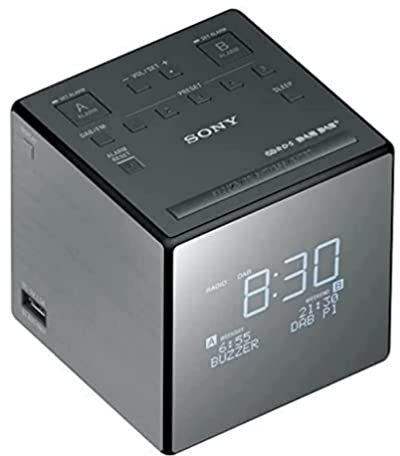 Sony XDR-C1DBP Uhrenradio, DAB/DAB+, digitalem Radioempfang, große Uhranzeige mit Helligkeitssetuerung, USB