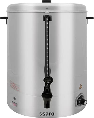 SARO HOT DRINK MAXI Hervidor de agua caliente y dispensador de agua caliente, 40 l, acero inoxidable, grifo de seguridad, temperatura 30-110 °C, 2,4 kW