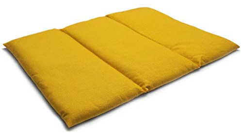 Cuscino con semi di uva (40x30cm 3 compartimenti giallo-mango) Cuscino termico per forno, microonde e frigorifero.