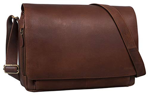STILORD Vintage Umhängetasche aus Leder braun - 15 Zoll Laptoptasche für Büro, Uni, Office, Schule - DIN A4 Schultertasche 'Tom'