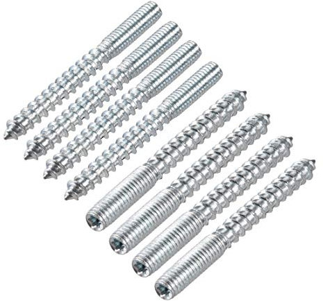 sourcing map M6 Hanger Bolts Length 2-3/8(60mm) Double Headed Bolts Self-Tapping Screw 6mm Wood Joint Furniture Legs 8pcs