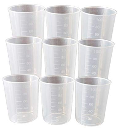 50 Pcs Plastic Measuring Cups, 100ml Measuring Jugs Heat Resistant Cup Measurements Set Transparent Labs Graduated Beakers Baking Cooking Home Kitchen Tools & Gadgets