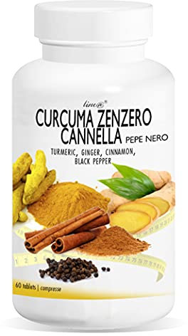 Kurkuma, Ingwer, Zimt und schwarzer Pfeffer Line@ | 60 Tabletten | Zur Reaktivierung von Stoffwechsel und Verdauung | Gewürze mit magischer Wirkung