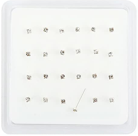 Pack Of 24 solid 925 sterling silver clear jewel cubic zirconia nose studs comes boxed