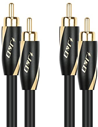 J&D Audiophiles Cable de RCA 2.7 M, 24 AWG 2RCA Macho to 2RCA Macho Cable de Audio Estéreo, Cable de Subwoofer Chapado en Oro de para Cine en Casa, HDTV, Amplificadores, Sistemas Hi-Fi, Altavoces