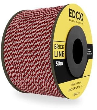 EdcX Mason's Cord ⌀1,7mm | 50m, 100m and 300m | Nylon | Brick Line, Mason Line Level for Construction, Gardening, DIY | Tear-Resistant, Weatherproof, Low Stretch Utility Cord (White+Red, 50 m)