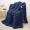 Chunky Knit Blanket, Chunky Knit Strickdecke Grob Soft Throw Blanket, Cozy Cable Knit Blanket 100% Hand Armstricken Wolle Crochet Blanket Dicke Wolle Sofa Bed Weighted Thick Woven -Navy Blue 30x40in