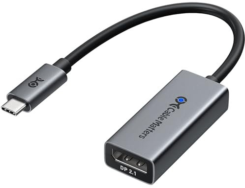 Cable Matters 80 Gbps USB C DisplayPort 2.1 Adapter, 16K@60hz, 8K@240hz, 4K@960Hz und HDR-Unterstützung – Thunderbolt 5/4, USB4-kompatibel mit VR-Headset, MacBook Pro, iPad Pro, XPS, Surface Pro