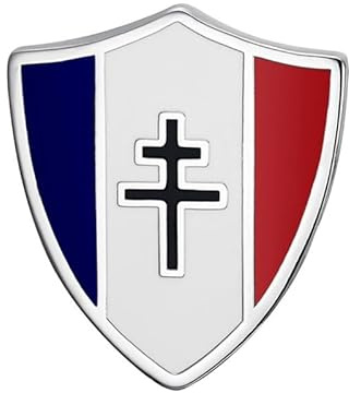 BOBIJOO Jewelry - Épinglette Pin's France Patriote Bouclier Tricolore avec Croix de Lorraine