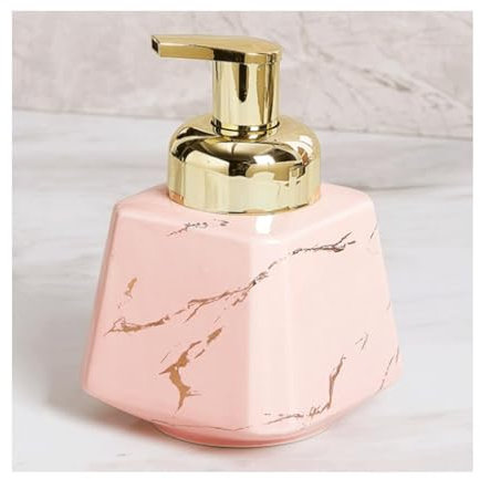 SUREK Facile Distributeur de Savon Manuel, Pompe à Mousse, récipient en céramique, Distributeur de Savon sur comptoir, Bouteille de Distribution à Pompe en Plastique Utilisation Facile