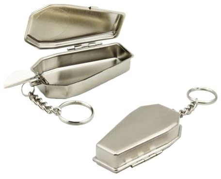 zaoalife Posacenere tascabile a forma di bara, posacenere portatile tascabile, mini posacenere in latta con portachiavi portacenere per casa, auto, interni ed esterni