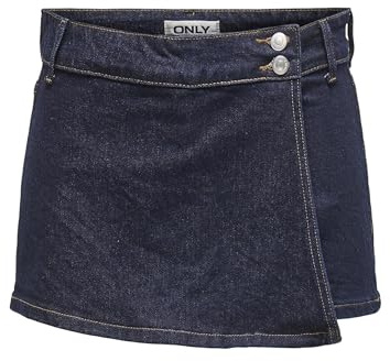 Only Onlshay Reg Rinse DNM Jupe-Short Mae pour Femme, Bleu foncé Denim, M