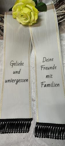 Sonderangebot Trauerschleife Grabschleife Kranzschleife 10 cm breit weiß nach Kundenwunsch Bedruckt