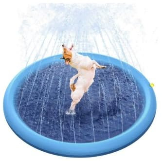 CNMTCCO Hundepool 100cm,Faltbarer Splash Sprinkler Pad,Planschbecken für Hunde,aufblasbarer Verdickt Wasserspielmatte,für Sommer Garten Strand & Pool Hinterhof Hundesprinkler Wasserspielzeug