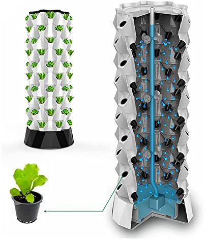 Torre hidropónica, Sistema de Cultivo, Sistema de Cultivo hidropónico Vertical para jardín, con Bomba de hidratación y Temporizador, Ideal para Hierbas Frescas, Frutas y Verduras. Regalo IDE