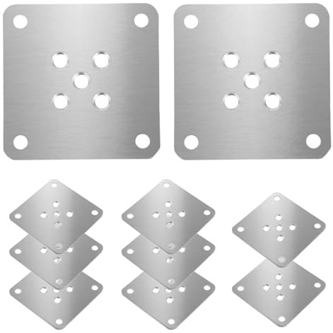 VICASKY 10Pcs Furniture Leg Attachment Plates 7X7Cm Metal Timber Joining Brackets 2Mm Thick with 5 Holes for Sofa Bed Table Repair Hardware Support in Home Furniture
