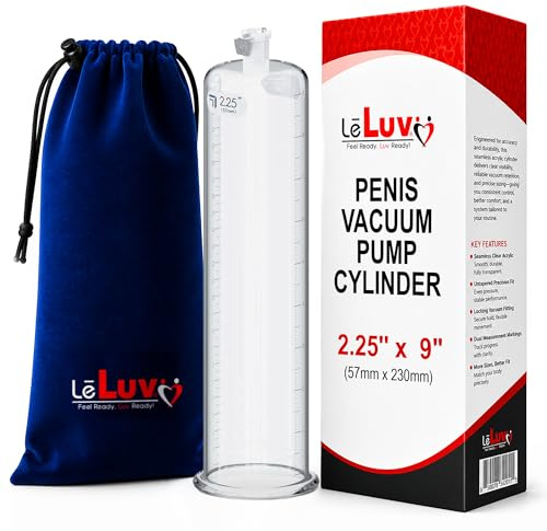 LeLuv Replacement Penis Pump Cylinder, 3mm, 9 x 2.25 ID, Rounded Flange