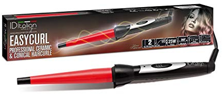 Italian Design - Easy Curl Rizador de Pelo Cónico Profesional - Tecnología de Calentamiento Rápido - Rizos Perfectos y Volumen Duradero - Ajuste de Temperatura - 35.5 x 4 x 6.5 cm