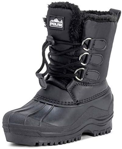 Polar Unisex Bambini Pull On Coulisse Nylon Anatra Neve Pelliccia Stivali - BLK36 AYC0162