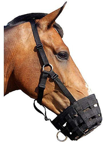 ARBO-INOX® - Fressbremse -schwarz - elastisches Polypropylen - mit Ring zum Führen (Pony)