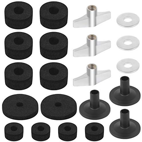 21 Accesorios de Batería - Fieltros, Fundas con Base, Tuercas de Mariposa y Arandelas para Platillos