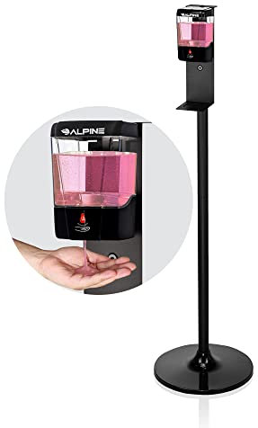 Alpine Industries Dispenser automatico di disinfettante per le mani in gel trasparente da 700 ml con supporto, dispenser di sapone liquido senza contatto, dispenser commerciale per sapone resistente,