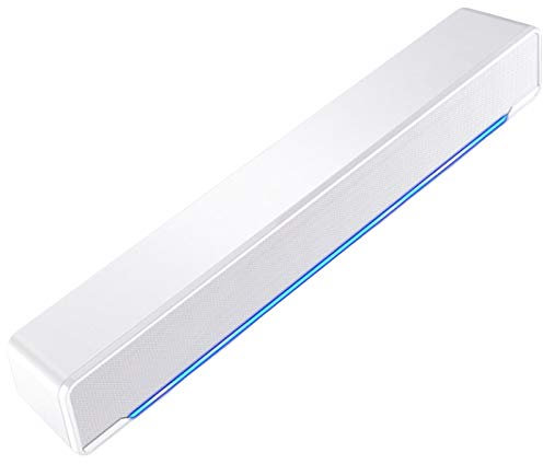 LXLTLB Soundbar con Bass Surround 3D, Cassa pc Wireless 2.0 Canali, 40Db Suono Surround Altoparlante Sistema Home Cinema Bluetooth Compatibile TV/Cellulare/PC per Casa/Bar/Montaggio A Parete,Bianca