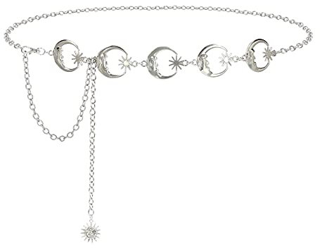 XIAOWU Taillenkette Gürtel Damen aus Metall für Kleid Jeans Verstellbare Legierung Kette Mode Body Link Kettengürtel