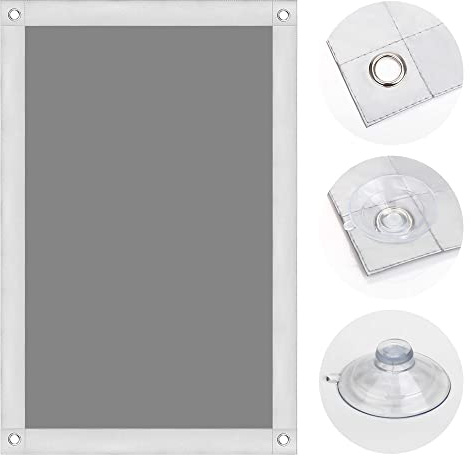 OBdeco Thermo Rollo 100% Verdunkelung Sonnenschutz Verdunkelungsrollo für Velux-Dachfenster Hitzeschutz ohne Bohren mit Saugnäpfen Grau 57x100cm für Y45/045