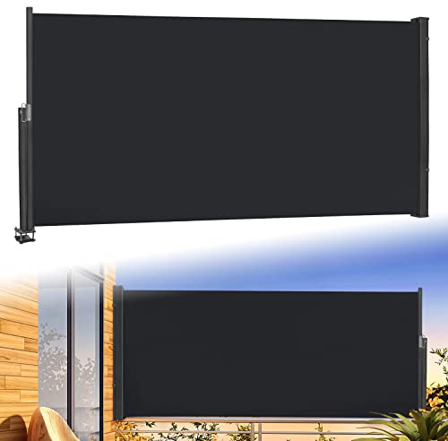 UISEBRT Tenda laterale estensibile, 140 x 300 cm, per balcone, tenda da sole, protezione dal vento per terrazza, balcone, giardino, antracite