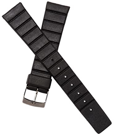 Dcasmo group Correa Reloj de Caucho Negro para Hombre 18mm New Old Stock 1970 - Pulsera Original Vintage - Strap Bracelet de Relojeria Antigua Tradicional