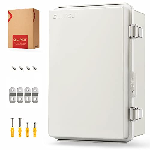 QILIPSU UL94-V0 Outdoor Electrical Box 11.4x7.5x5.5 Pro Waterproof Junction Box Weatherproof PC/ABS Alloy Plastic IP67 Project Electric Enclosure Grey Hinged Door
