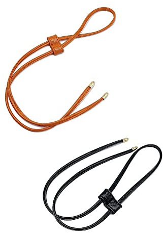 SHTGOI 2 stycken avtagbara läderdragsnöre 100 cm 2 färger läderväska dragsko PU lädersnöre slide string Keeper läderband väsktillbehör för axelväska hinkväska handväskor