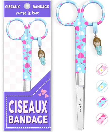 Mayo Ciseaux infirmiere, ciseaux infirmier bout rond | infirmiere accessoires avec motifs uniques à pansement compressif | lames aiguisées inox | idéal trousse de secours