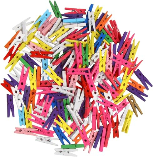 SULOLI 100pcs Pinces à Linge Colorés 3cm Mini Pince a Linge Bois