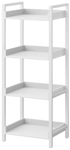 Rolanstar Bücherregal, Eckregal Stehend mit 4 Ebenen, Regal Schmal, Holzregal für Wohnzimmer, Schlafzimmer, Büro, Küche