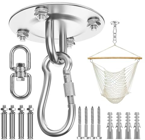 Sivono Crochet de suspension, crochet de plafond rotatif à 360 °, crochets robustes pour suspendre les serviettes de suspension pour enfants, en acier inoxydable, crochet de balançoire pour plafond