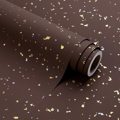 RUSPEPA Chokladbrun presentpappersrulle – minirulle – 43,2 cm x 5 m – gyllene chokladbrun design med silkeslen känsla, perfekt för födelsedagar, bröllop och babyshower.