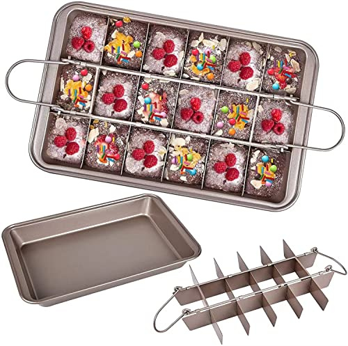 PIQIUQIU Molde para hornear brownies, de acero al carbono (31 x 20 x 4 cm), antiadherente, para brownies, galletas y barras, fácil de desmoldar, apto para lavavajillas