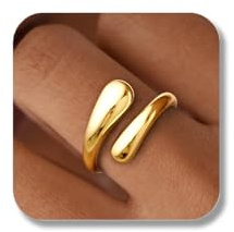 Chunky Gold Ring, Adjustable Thumb Ring Finger Open Teardrop Gold Rings for Women, Rings Women Jewellery Birthday Christmas Gifts for Her Girls Men
