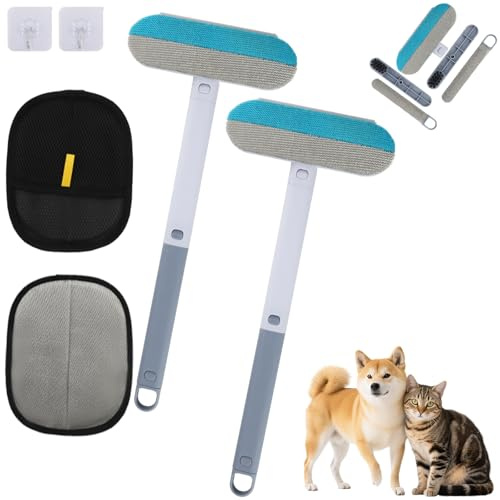 Zosenyer Removedor de Pelo de Mascotas 2 Cepillo Quitapelos Mascotas 2 Manopla Quita Pelos Mascota Cepillo Pelo Gato Reutilizable para Ropa Sofás y Alfombras