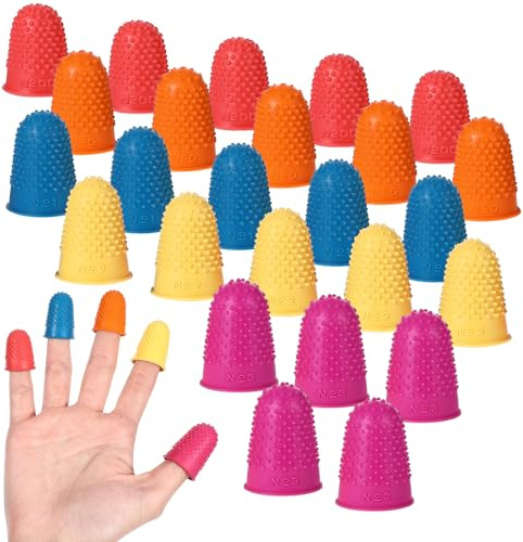 25 PCS Silicone Finger Protectors, Reusable Rubber Fingers Tips, Rubber Finger Tips Office, Rubbers Thimbles, Rubbers Thimbles for Hand Sewingfor Knitting, Sewing Protect Finger Tip and Gripping Aid