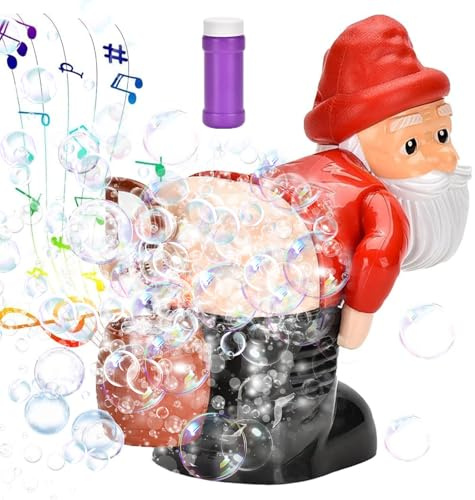 Machine à Bulles Père Noël Pet – Jouet à Bulles Automatique avec Lumières et Musique, Cadeau Amusant pour Noël, Fêtes en Extérieur et Jardin (H)