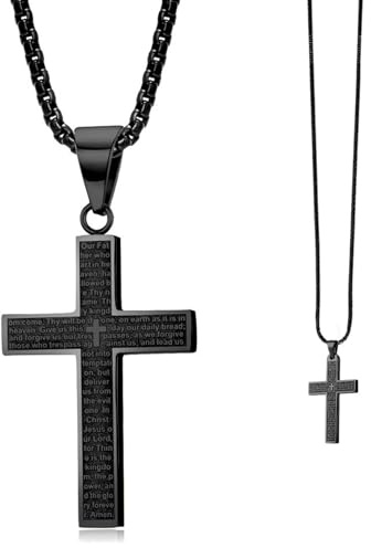 Sikweny 59 cm Kors Hängsmycke Män Rostfritt Stål Kedja Herr Enkel Och Graderfri Vattentät För Far Broder Blekningsbeständigt Kors Halsband För Alla Hjärtans Dag Fars Dag Jul