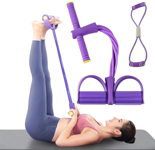 Lot de 2 bandes de résistance à 6 tubes, corde de tension multifonction, tire-bras en forme de 8, bande de résistance à pédale à 6 tubes pour entraînement complet du corps, musculation, yoga