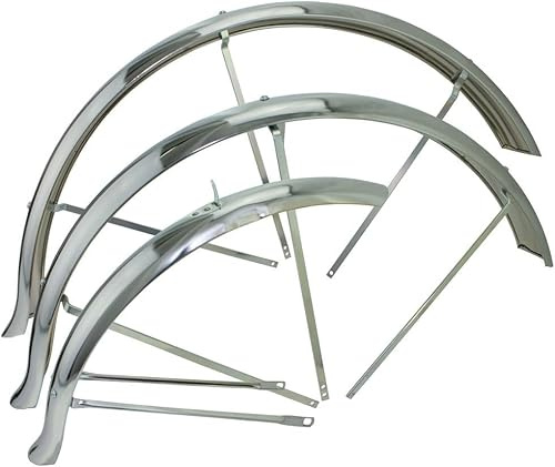 OG LOWRIDER Classic 26 Flared Stander Hollow Trike Conversion Kit Chrome Steel 3 Fender Set (2 Rear + 1 Front) with Braces, Bolts & Nuts – Fits Hollow Hub Trike Kits