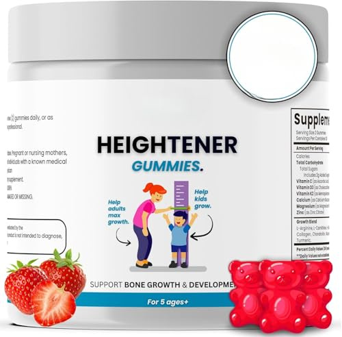 Gummies - naturligt tillskott för höjdtillväxt för barn, tonåringar och vuxna för att öka benstyrkan och växa längre | Höjdmaximeringspiller med L-arginin, kalcium och zink